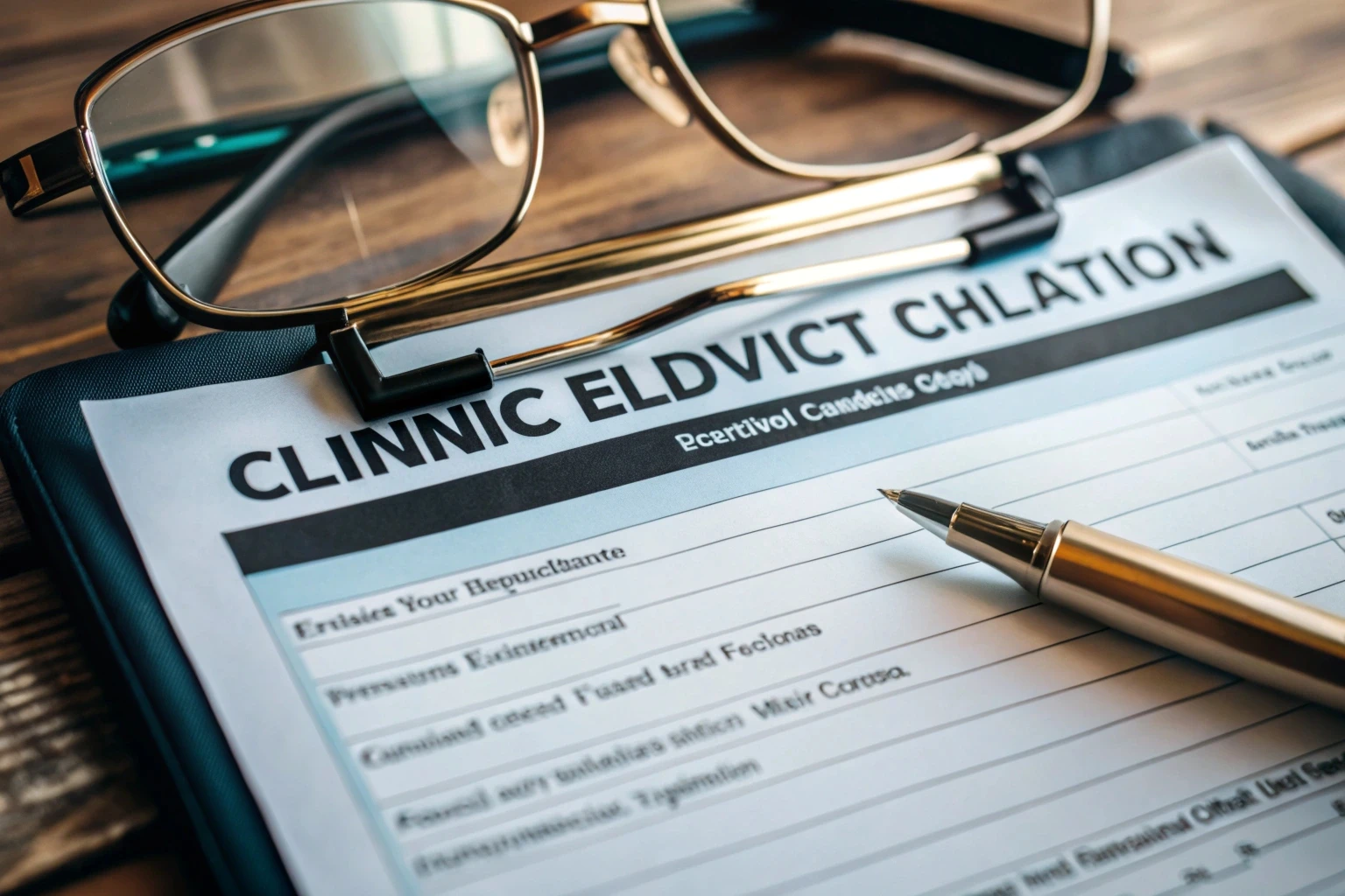 Anotações de consulta e caderno sobre a mesa do consultório