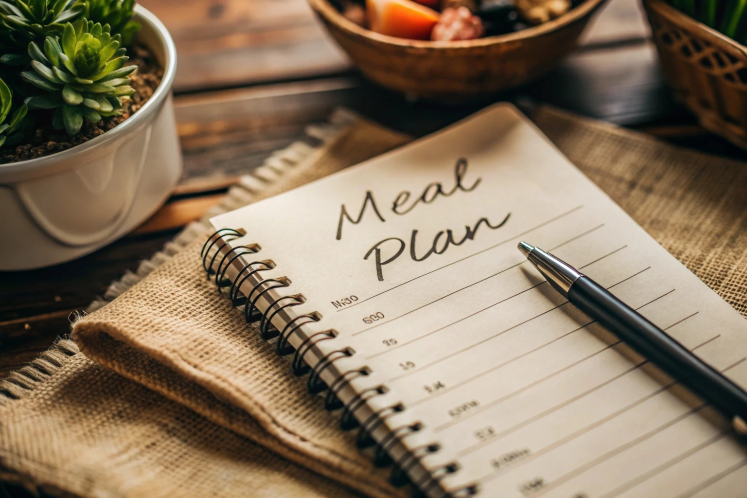 Plano alimentar anotado à mão sobre a mesa do consultório